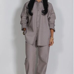 CANTIK brown Button-Up Pants Set - Women ( M)